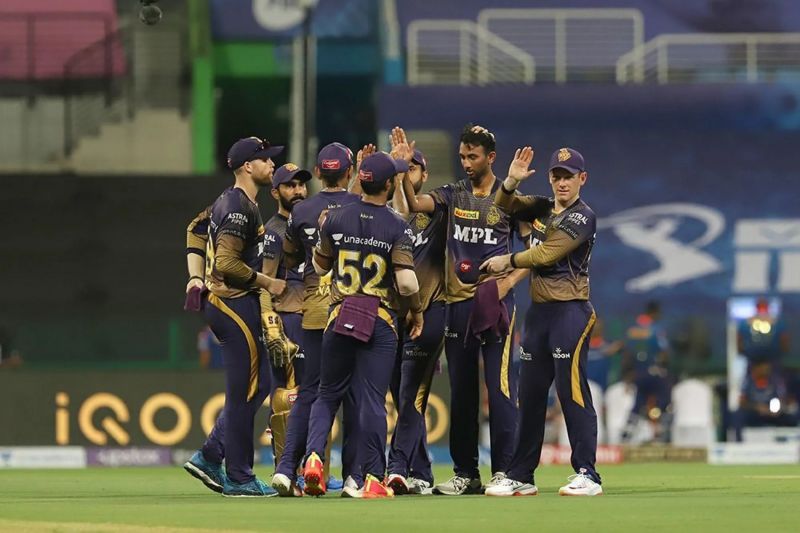 KKR players celebrate a wicket. Pic: IPLT20.COM