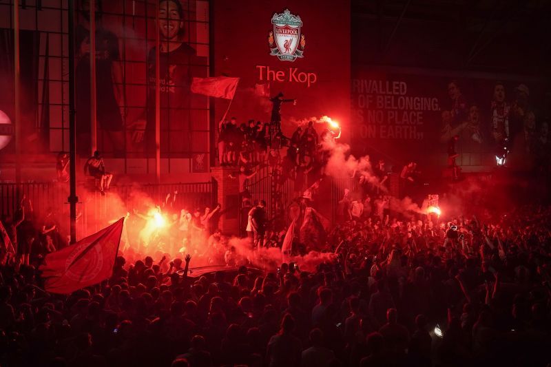 Fans Celebrate Liverpool FC Winning The Premier League Title