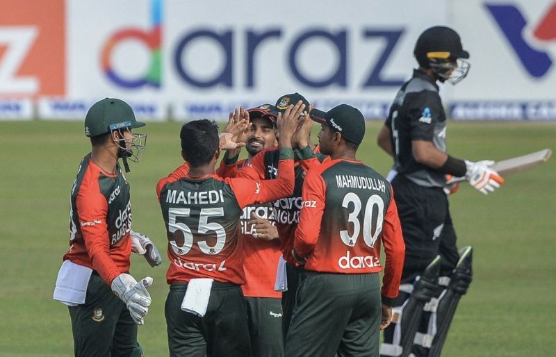New Zealand have been bowled out for 60 in the first T20I against Bangladesh (Photo: Twitter).