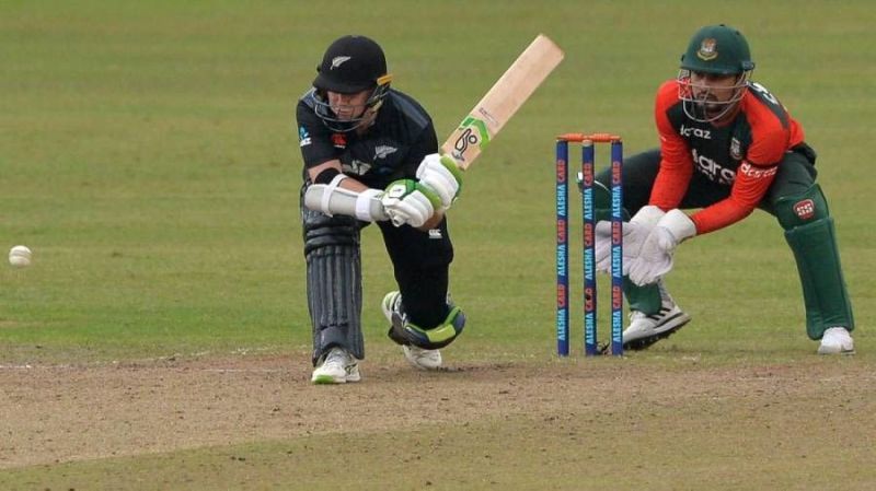 Tom Latham in action for New Zealand.