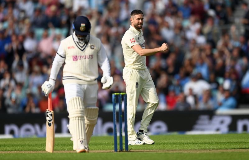 A disappointed Rishabh Pant walks back after falling into a trap laid by Chris Woakes.