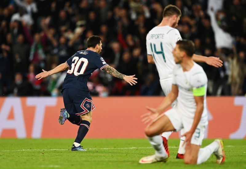 Messi (left) opened his PSG account in some style.