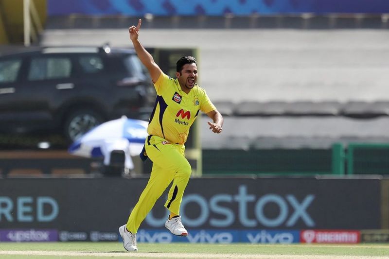 CSK pacer Shardul Thakur celebrates a wicket. Pic: IPLT20.COM