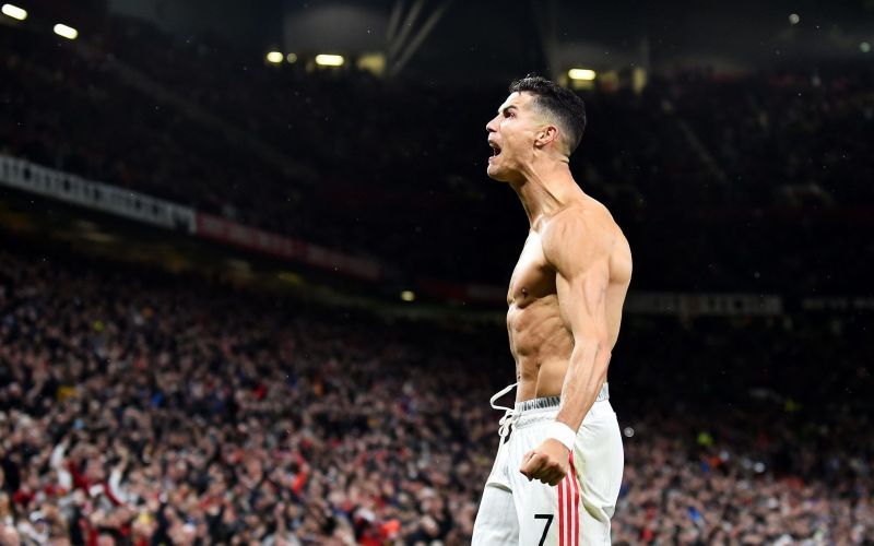 Cristiano Ronaldo celebrates after scoring a late winner for Manchester United against Villarreal