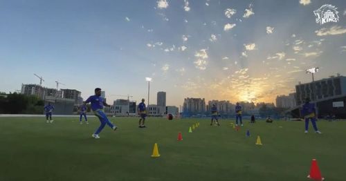 MS Dhoni during CSK's latest training session. ( Courtesy: CSK Instagram)