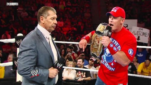 Vince McMahon and John Cena in WWE RAW in 2011