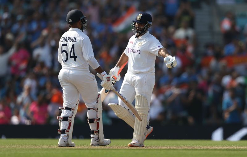 Rishabh Pant congratulates Shardul Thakur after the latter's half-century. Pic: Getty Images