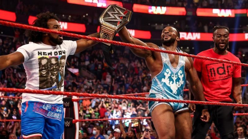 Big E&#039;s New Day partners Xavier Woods and Kofi Kingston help celebrate his WWE Championship victory.