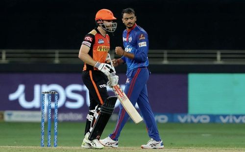 Axar Patel celebrates the wicket of Kane Williamson. (Photo: BCCI)