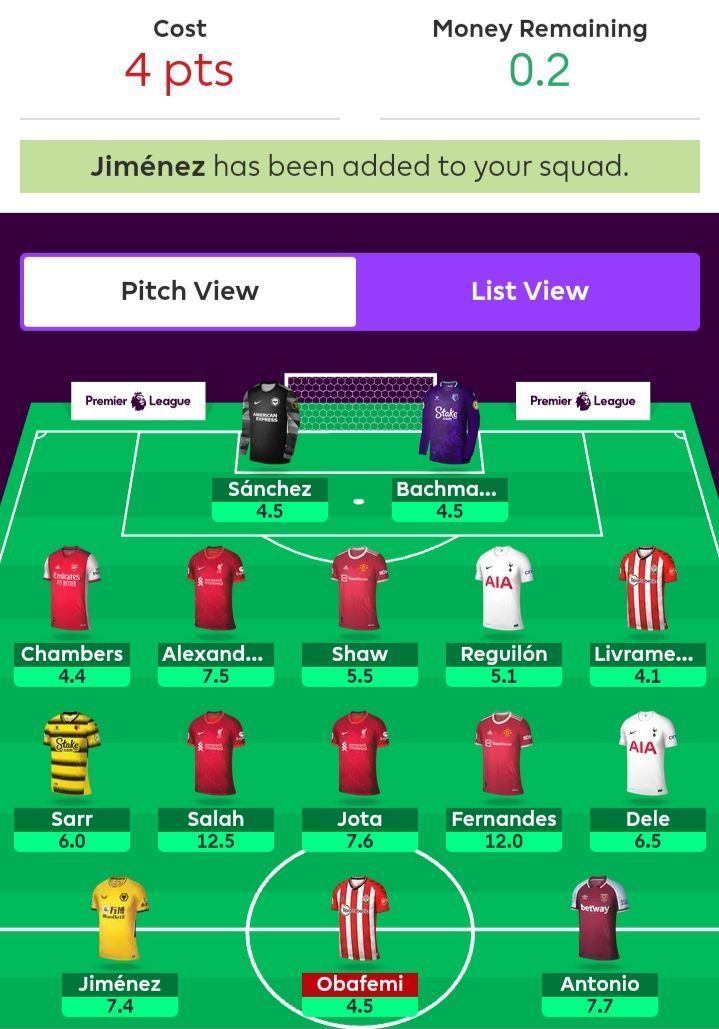 Suggested FPL Team for Gameweek 4.