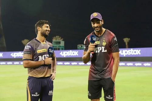 Rahul Tripathi and Venkatesh Iyer. Pic: IPLT20.COM