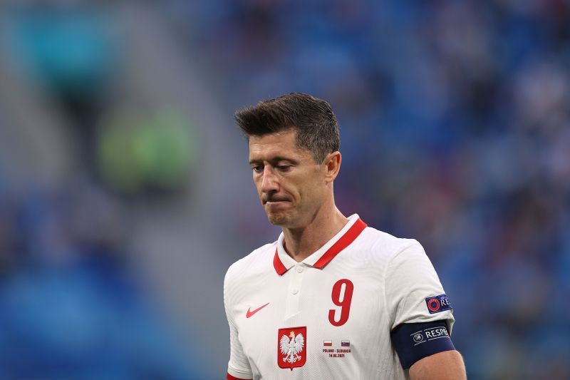 Robert Lewandowski in action for Poland at Euro 2020