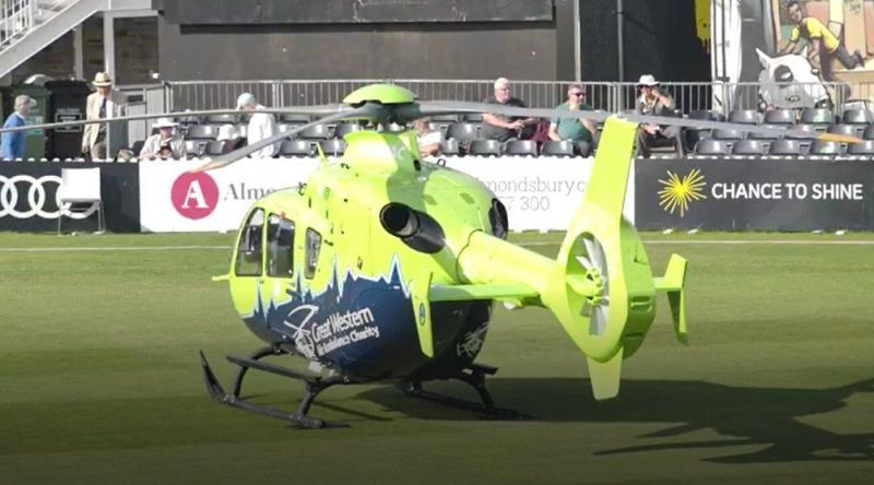 A helicopter interrupted play between Gloucestershire and Durham in the County Championship.