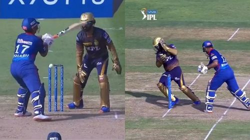 Rishabh Pant's hilarious on-field incident with Dinesh Karthik on Tuesday. (PC: Twitter)