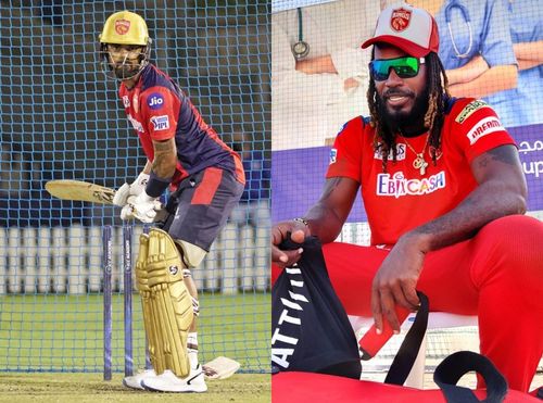 KL Rahul(l) and Chris Gayle(r). (Image: PBKS Twitter)