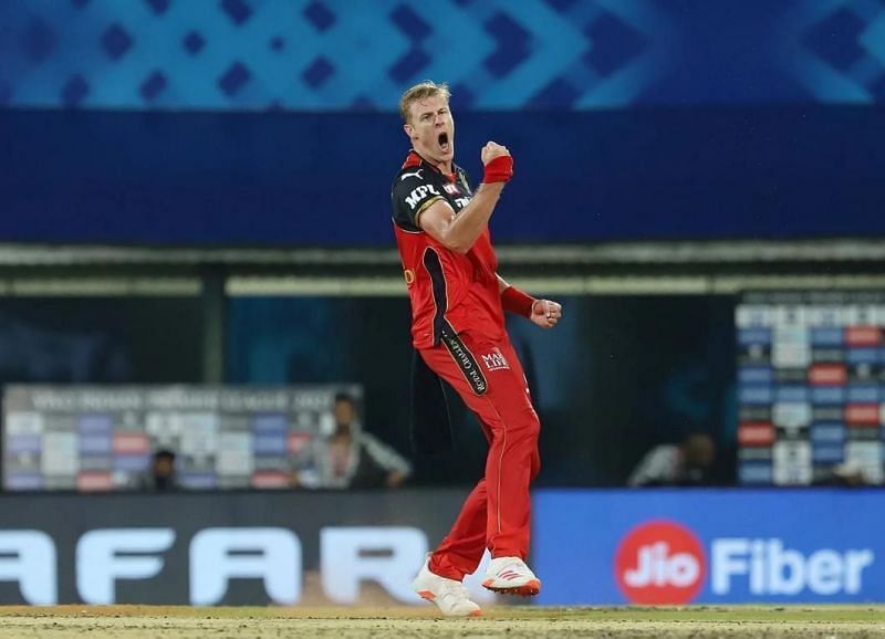 Kyle Jamieson in action during the first half of IPL 2021. Pic: IPLT20.COM