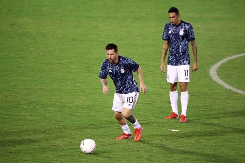 Lionel Messi with Di Maria for Argentina