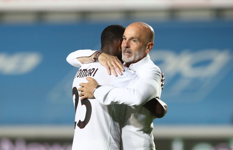 Tomori (left) put in an impressive performance in defence for Milan.
