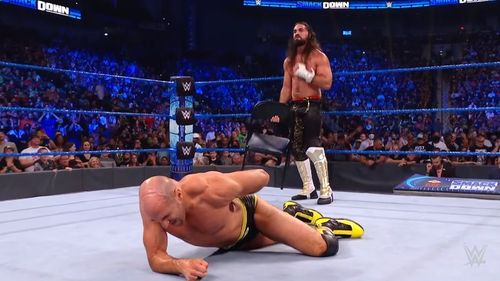 Seth Rollins attacked Cesaro with a steel chair after their match