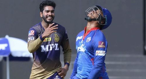 Venkatesh Iyer celebrates the wicket of Shimron Hetmyer. (Photo: BCCI)