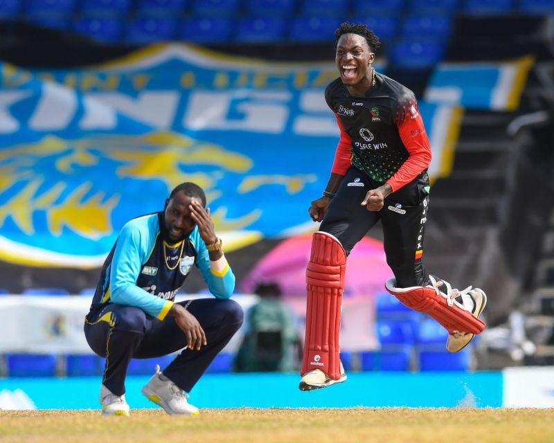 Dominic Drakes lets out a guttural roar after leading St Kitts to CPL glory