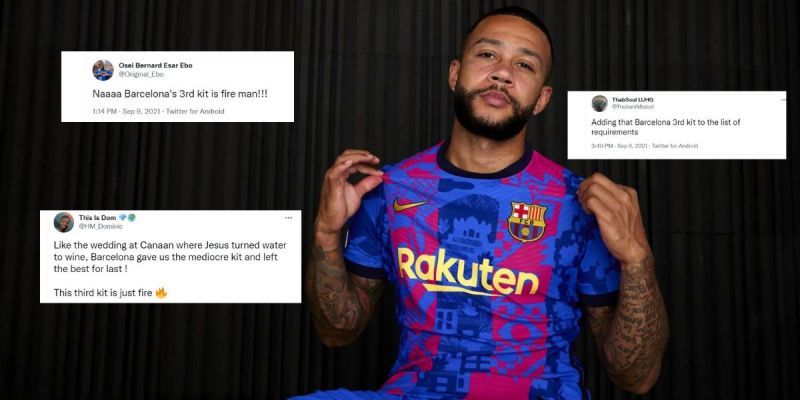 Twitter has been filled with reactions as Barcelona unveiled their new third kit