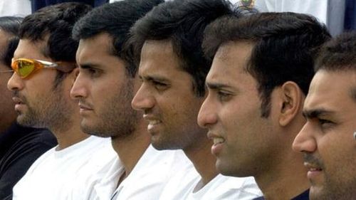 Sachin Tendulkar, Sourav Ganguly, Rahul Dravid, VVS Laxman and Virender Sehwag - the celebrated Fab Five of Indian cricket. (Photo: Twitter)