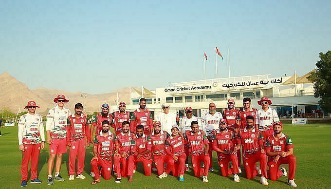 The Oman national cricket team strikes a pose