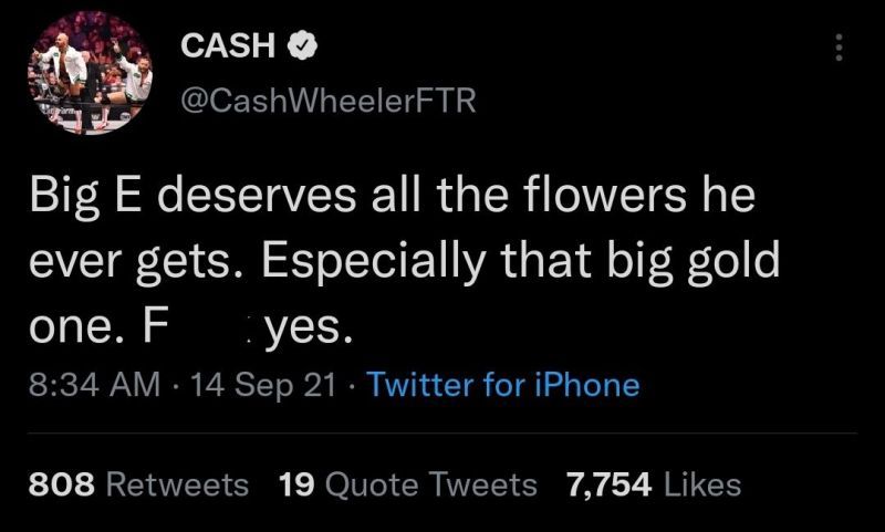 Cash Wheeler breaks character with a heartfelt message.