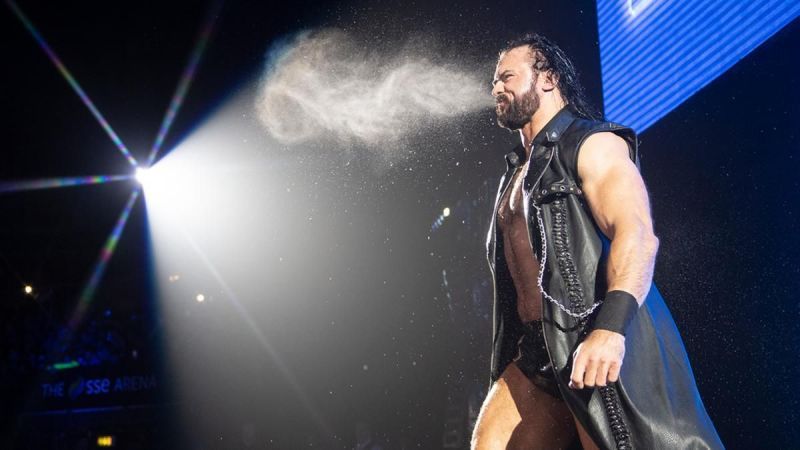 Drew McIntyre making his entrance at a WWE event
