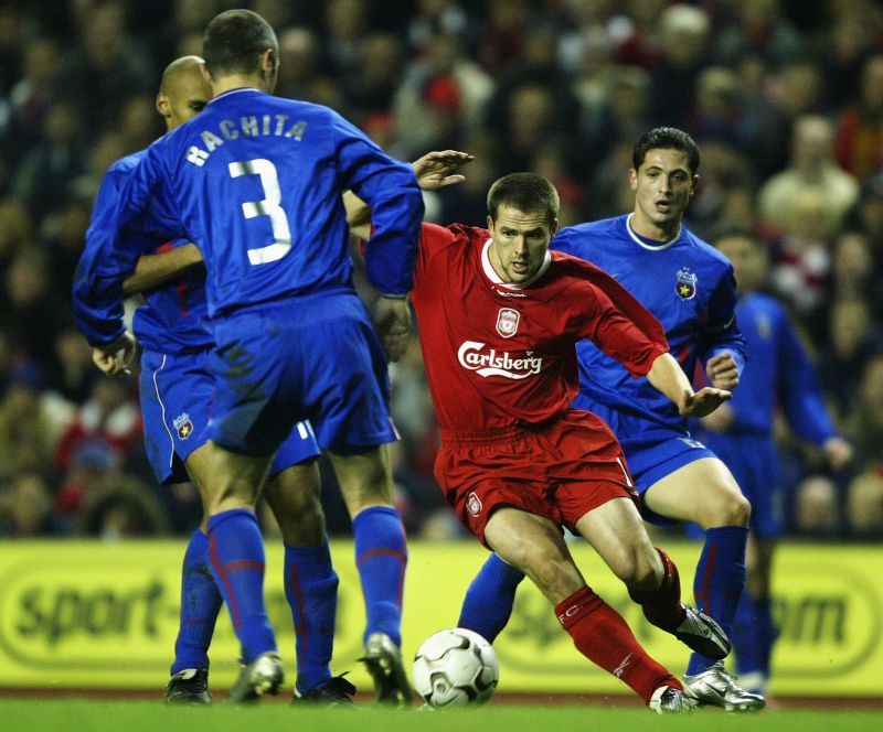 Michael Owen in Liverpool v Steaua Bucharest