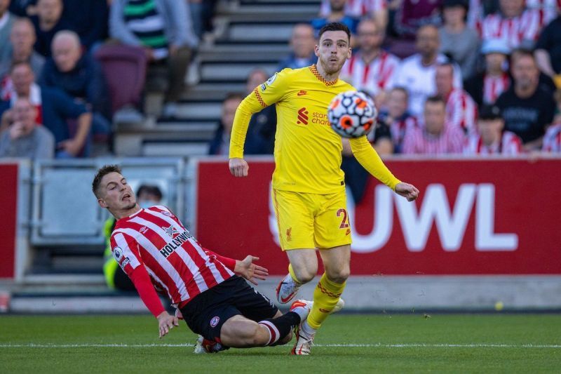 Brentford constantly targeted the space left behind by Robertson and Alexander-Arnold.