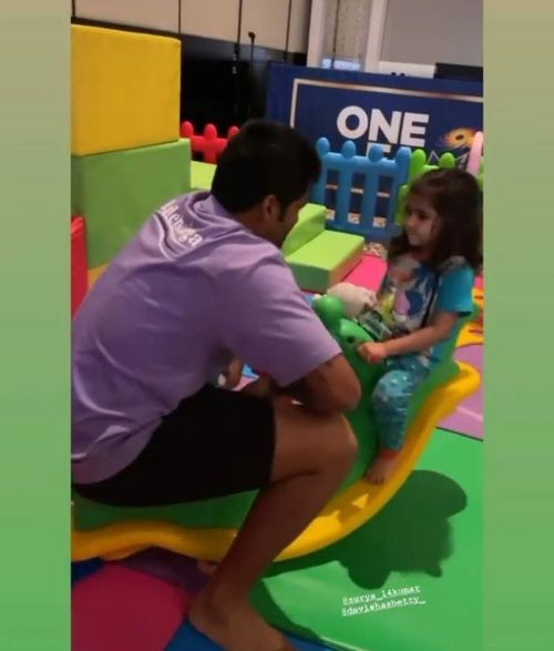 Suryakumar Yadav engages with Rohit Sharma's daughter Samaira [Image- Screengrab]