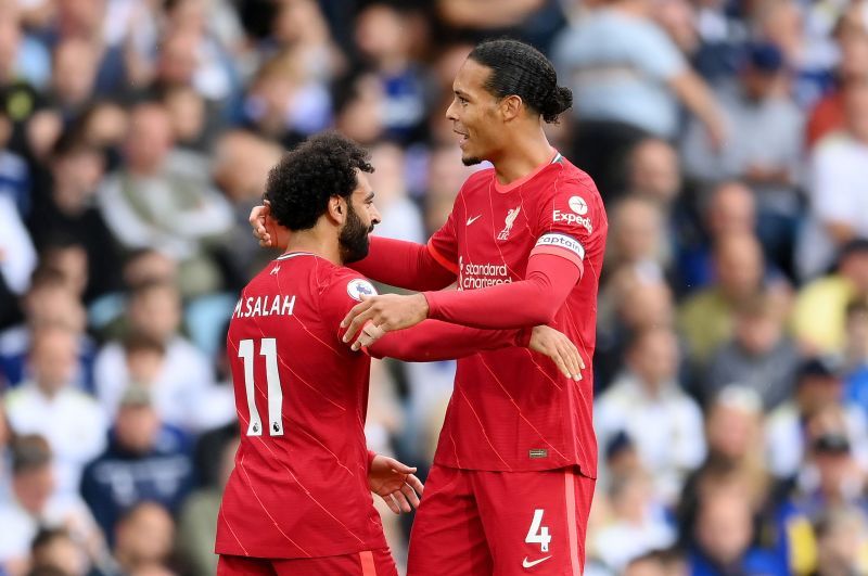 Salah (left)'s goal saw him reach the 100-Premier-League goal milestone