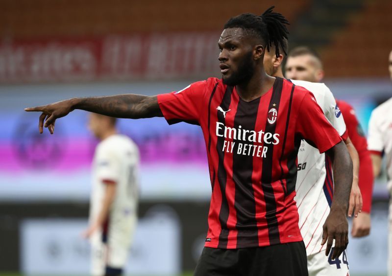 Franck Kessi&eacute; playing for AC Milan v Cagliari - Serie A