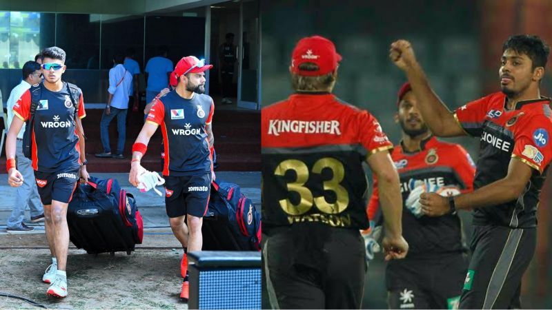 Prayas Ray Barman with Virat Kohli; Avesh Khan playing for RCB (Image Courtesy: Instagram/IPLT20.com)