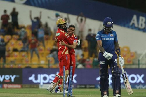 Ravi Bishnoi celebrates the wicket of Suryakumar Yadav. Pic: IPLT20.COM