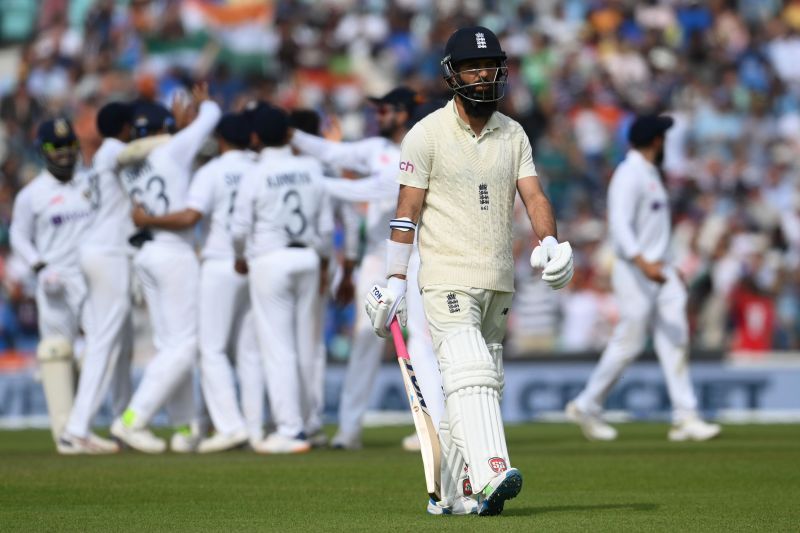 Moeen Ali walks back after making a duck on day five. (Credits: Getty)