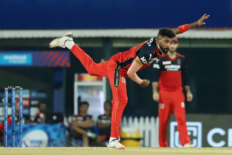 Siraj in action during IPL 2021