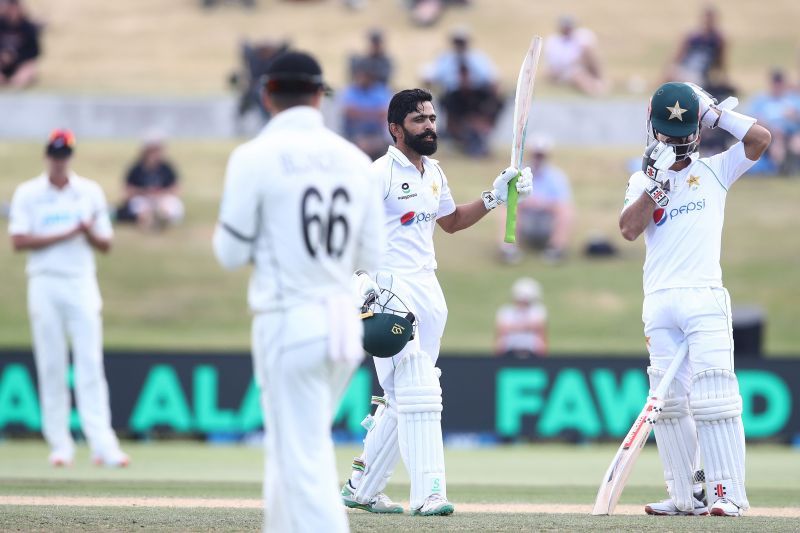 Fawad Alam celebrates his ton in New Zealand last year.