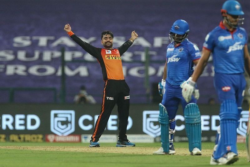 Rashid Khan celebrates a wicket against DC. Pic: IPLT20.COM