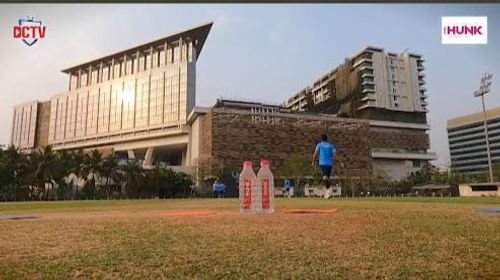 Ishant Sharma, Avesh Khan and Lukman Meriwala take up the 'Hit the bottle' challenge [Image- Delhi Capitals/Twitter]