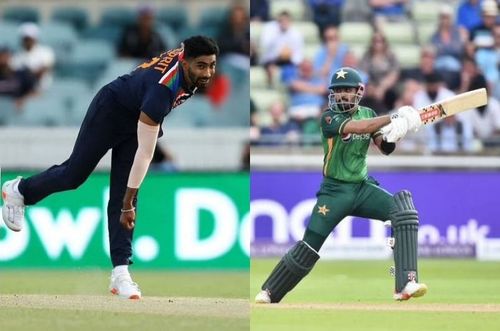 Jasprit Bumrah and Babar Azam. Pics: Getty Images