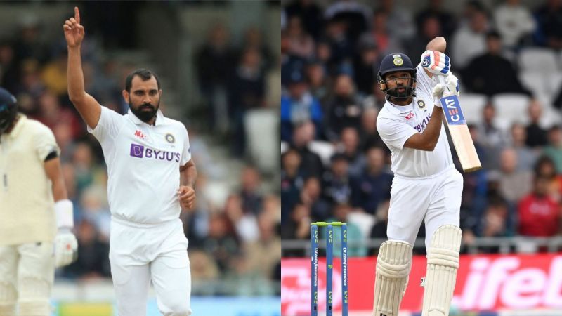 Pacer Mohammad Shami (L) and senior opener Rohit Sharma.