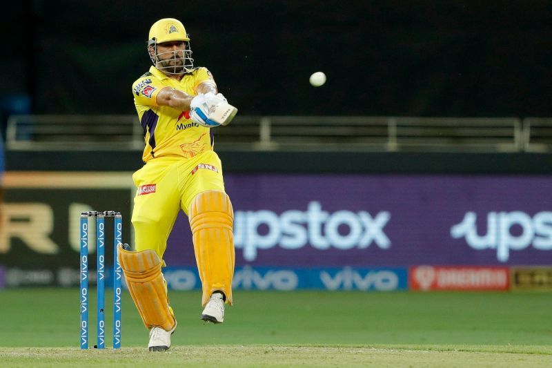 MS Dhoni played a fine shot but it landed straight into the hands of Trent Boult (Image Courtesy: IPLT20.com)