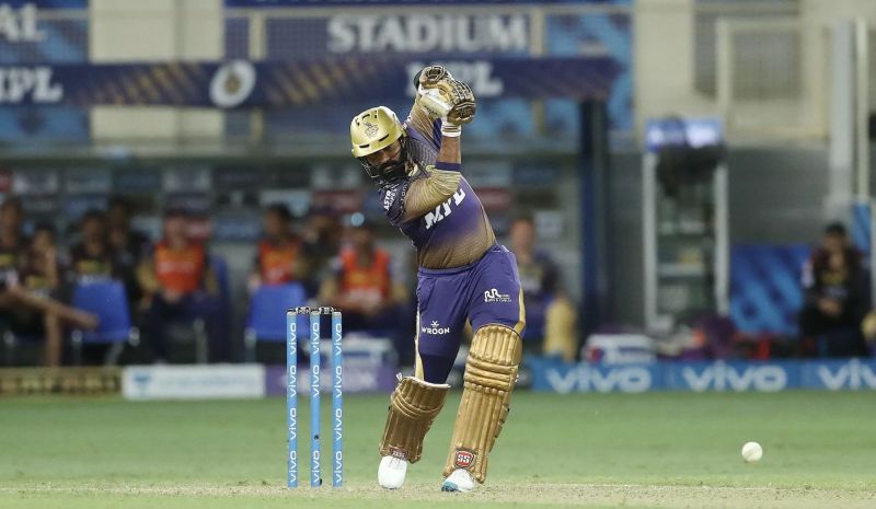 Dinesh Karthik executes a straight drive to score a boundary. (Photo: BCCI)