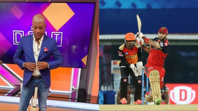 (L to R) Brian Lara; Glenn Maxwell in action against Sunrisers Hyderabad during IPL 2021 Phase 1 (Image Courtesy: Instagram/IPLT20.com)