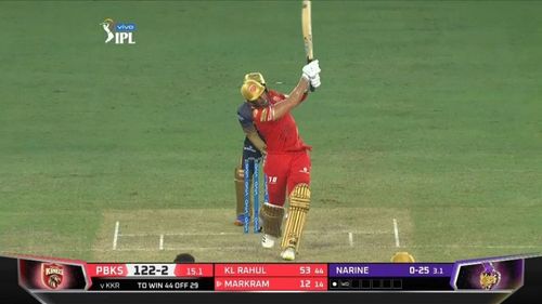 Aiden Markam smashed a six off Sunil Narine in the off-spinners final over [Image- IPLT20]