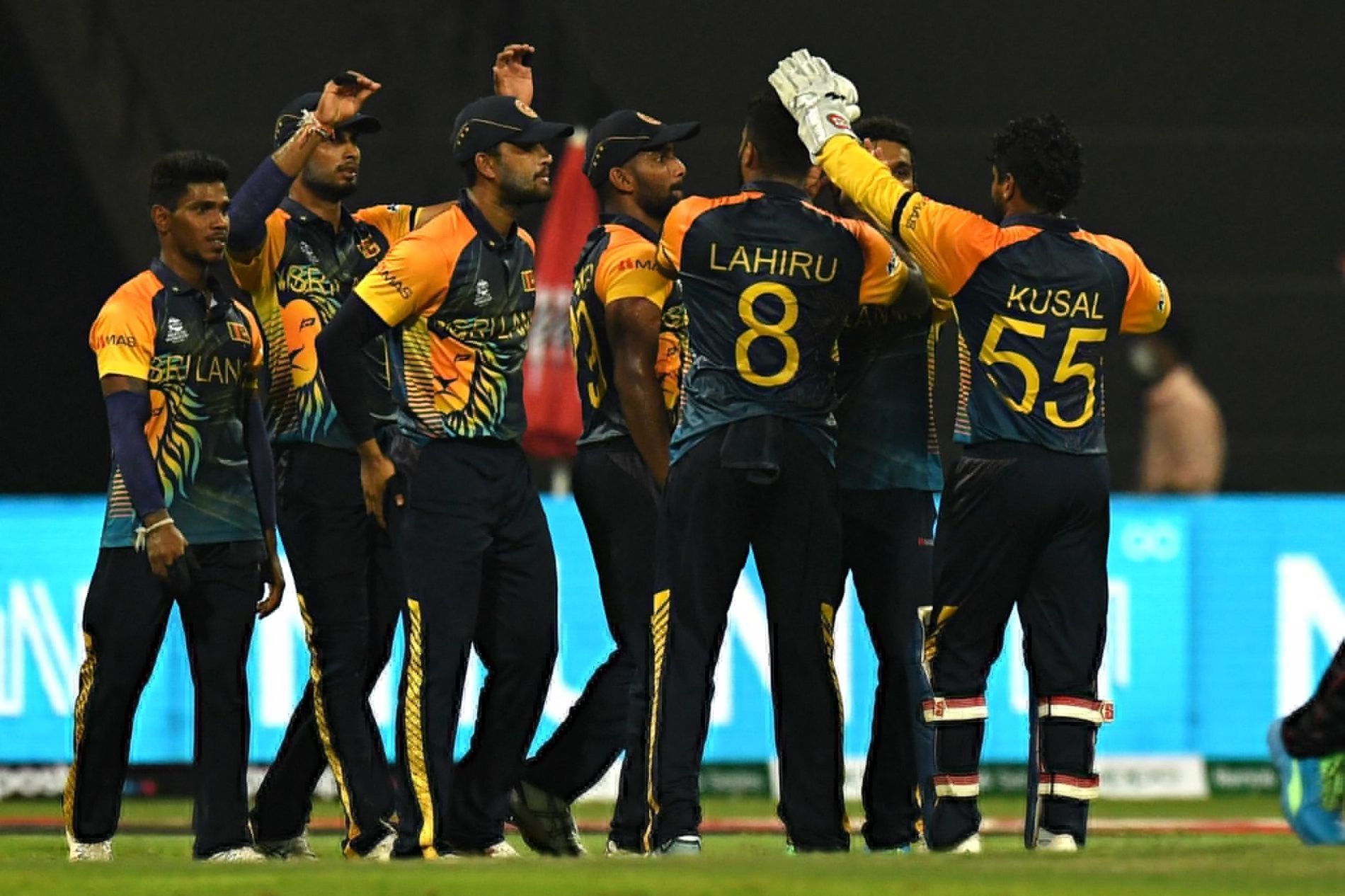 Sri Lankan cricket team. Pic: T20WorldCup/ Twitter