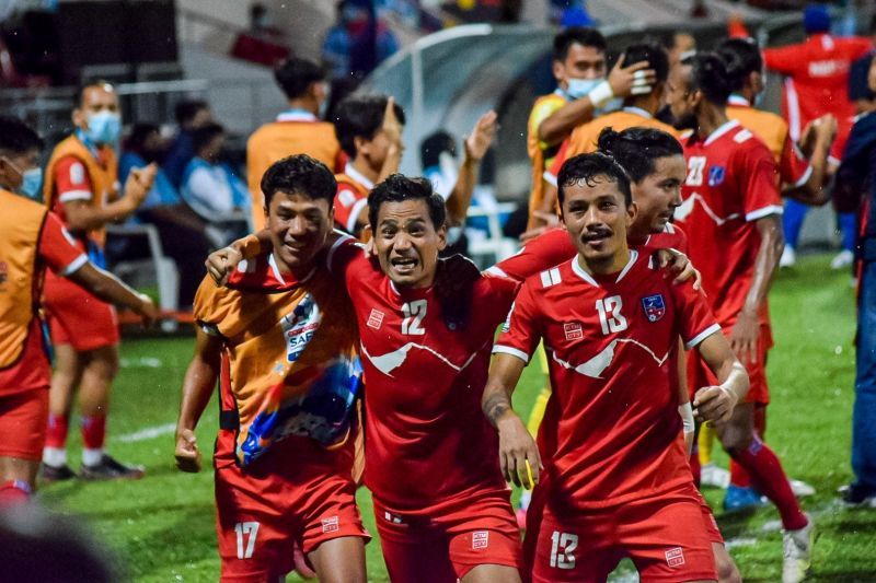 Nepal go top of the SAFF Championship 2021 standings with two wins in two games. (Image: GoalNepal)